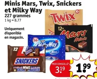 Offre: Minis Mars, Twix, Snickers et Milky Way