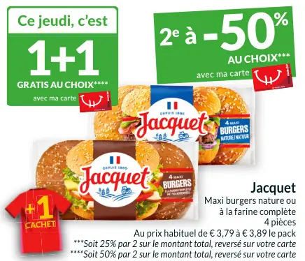 Offre: Maxi burgers nature ou à la farine complète
