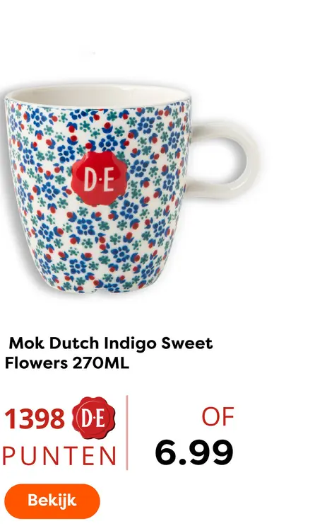 Aanbieding: Mok Dutch Indigo Sweet Flowers