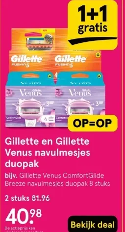 Aanbieding: Gillette en Gillette Venus navulmesjes duopak