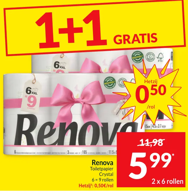 Promotie: Toiletpapier Crystal