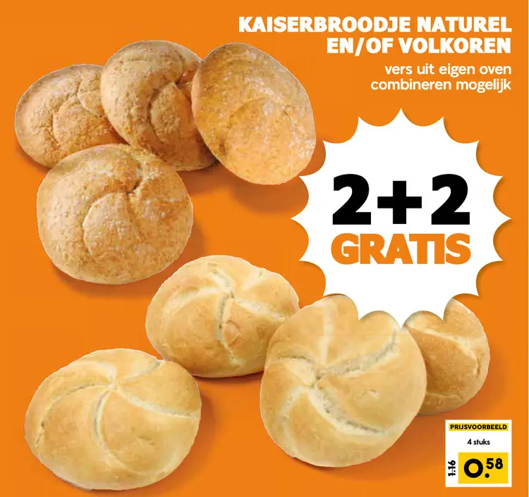 Aanbieding: Kaiserbroodje naturel en/of volkoren