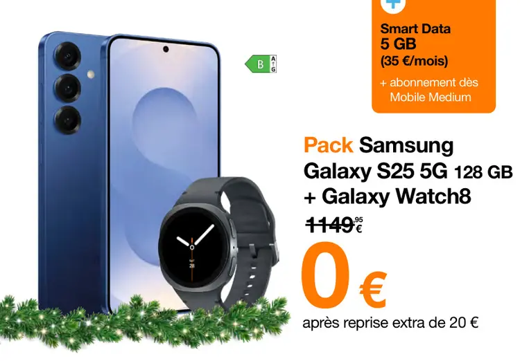 Offre: Pack Samsung Galaxy S25 5G 128 GB + Galaxy Watch8