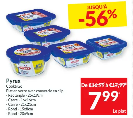 Offre: Cook&Go Plat en verre avec couvercle en clip