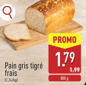 Offre: Pain gris tigré frais