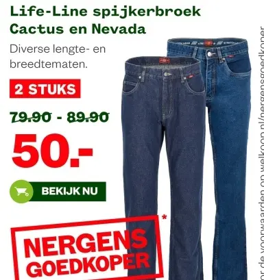 Aanbieding: Life-Line spijkerbroek Cactus en Nevada