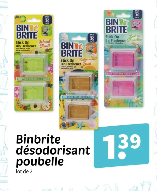 Offre: Binbrite désodorisant poubelle