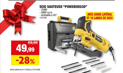 Offre: Powerplus POWXBOX030 scie sauteuse 750W + 10 lames de scie