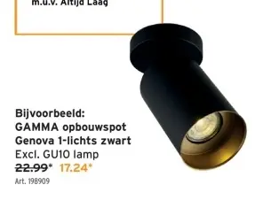 Promotie: opbouwspot Genova 1-lichts zwart