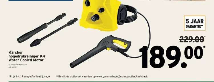 Promotie: hogedrukreiniger K4 Water Cooled Motor