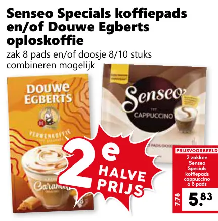 Aanbieding: Senseo Specials koffiepads en/of Douwe Egbert oploskoffie
