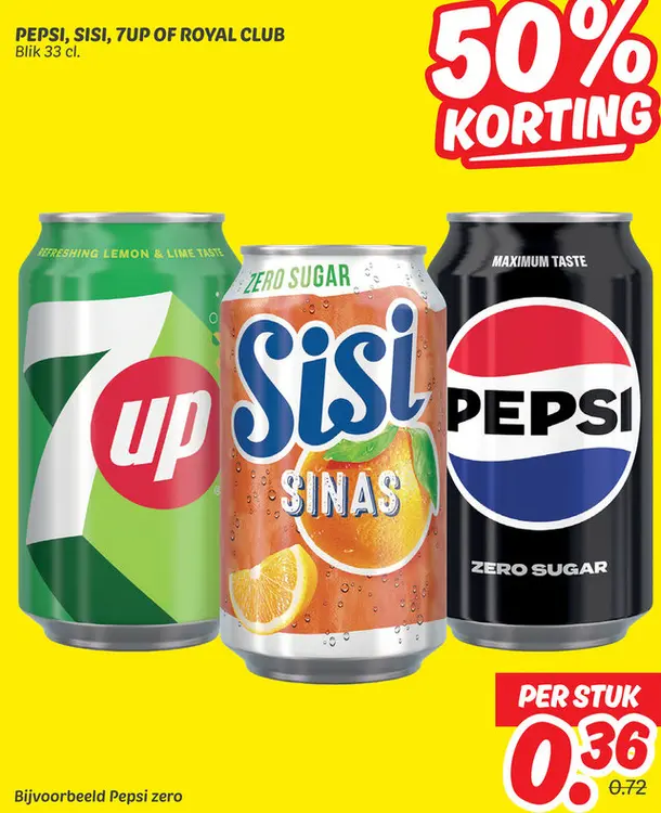 Aanbieding: Pepsi, Sisi, 7UP of Royal Club