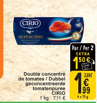Offre: Double concentré de tomates / Dubbel geconcentreerde tomatenpuree