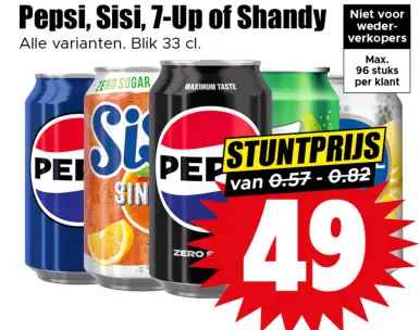 Aanbieding: Pepsi, Sisi, 7-Up of Shandy