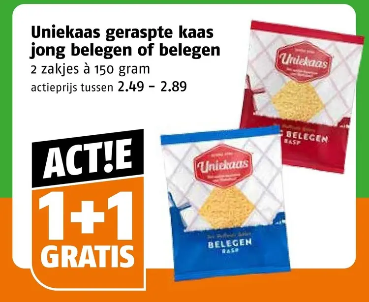 Aanbieding: Geraspte kaas jong belegen of belegen