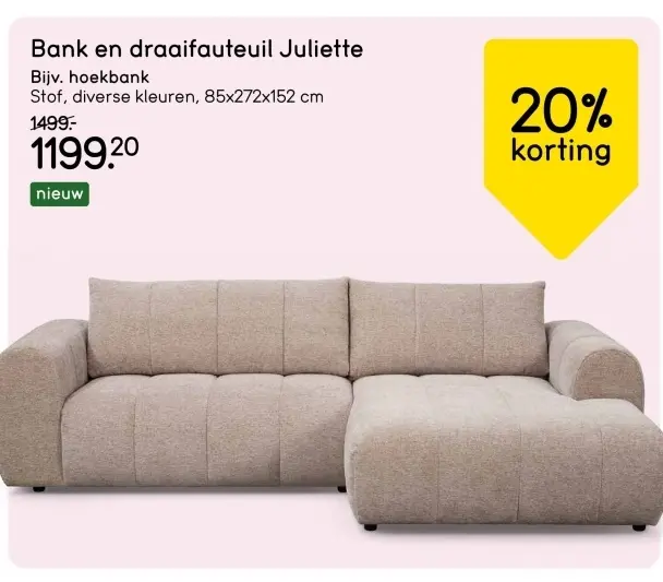 Aanbieding: Bank en draaifauteuil Juliette