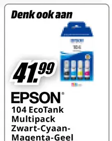 Promotie: 104 EcoTank Multipack Zwart-Cyaan-Magenta-Geel