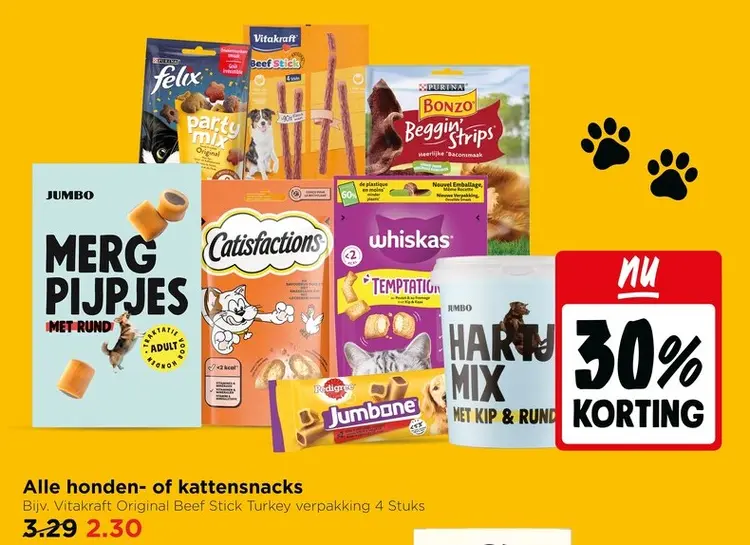 Aanbieding: Alle honden- of kattensnacks