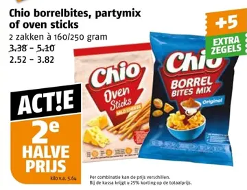 Aanbieding: Chio borrelbites, partymix of oven sticks