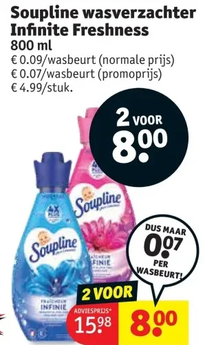 Promotie: Soupline wasverzachter Infinite Freshness