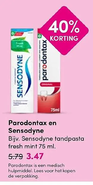 Aanbieding: Parodontax en Sensodyne tandpasta fresh mint