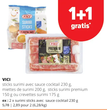 Offre: Sticks surimi avec sauce cocktail
