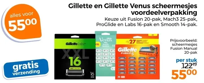 Aanbieding: Gillette en Gillette Venus scheermesjes voordeelverpakking