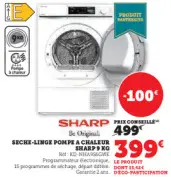 Offre: Seche-linge pompe a chaleur SHARP 9 kg