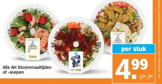 Aanbieding: AH Stoommaaltijden of -soepen