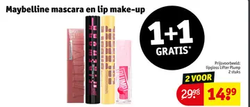 Aanbieding: Maybelline mascara en lip make-up