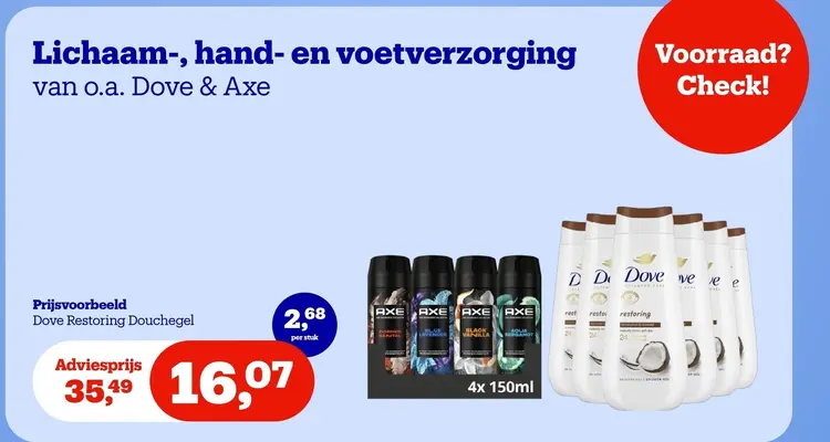 Aanbieding: Lichaam-, hand- en voetverzorging van o.a. Dove & Axe