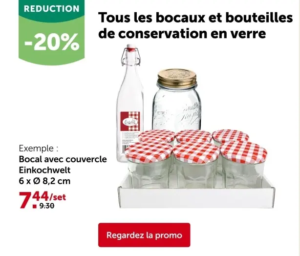 Offre: Tous les bocaux et bouteilles de conservation en verre