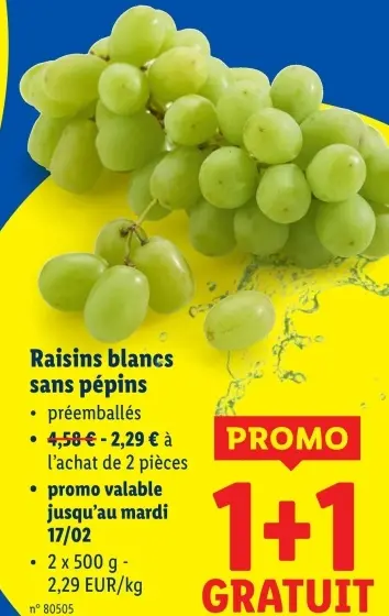 Offre: Raisins blancs sans pépins