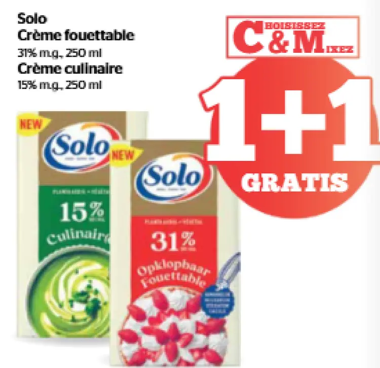 Offre: Crème fouettable Crème culinaire