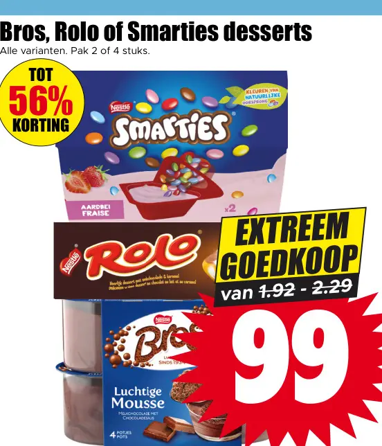 Aanbieding: Bros, Rolo of Smarties desserts
