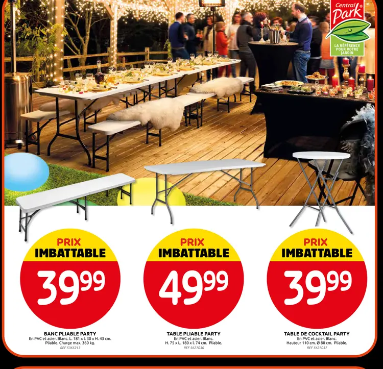 Offre: Banc pliable party