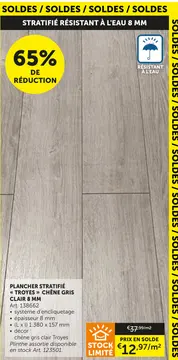 Offre: Plancher stratifié << TROYES >> chêne gris cl