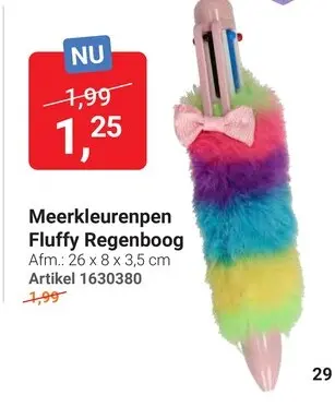 Aanbieding: Meerkleurenpen Fluffy Regenboog