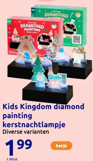 Aanbieding: Kids Kingdom diamond painting kerstnachtlampje