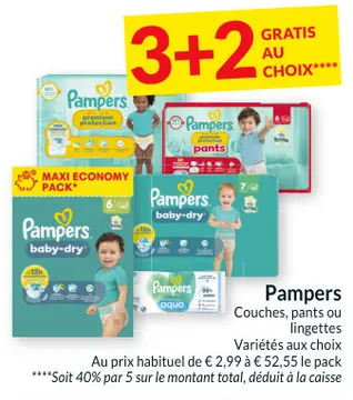 Offre: Pampers Couches, pants ou lingettes
