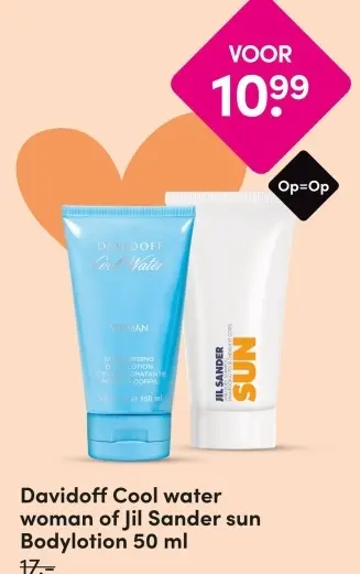 Aanbieding: Davidoff Cool water woman of Jil Sander sun Bodylotion