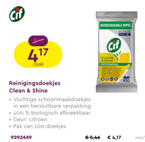 Aanbieding: Reinigingsdoekjes Clean & Shine
