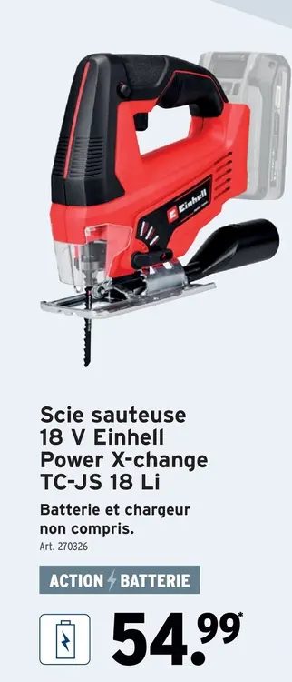Offre: Scie sauteuse 18 V Einhell Power X-change TC-