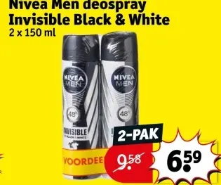 Aanbieding: Nivea Men deospray Invisible Black & White