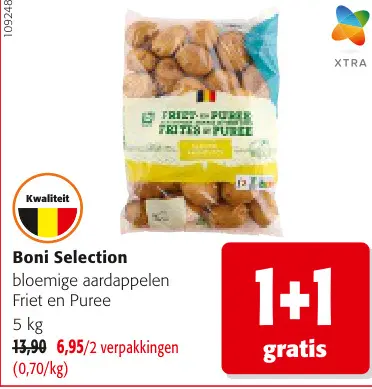 Promotie: bloemige aardappelen Friet en Puree