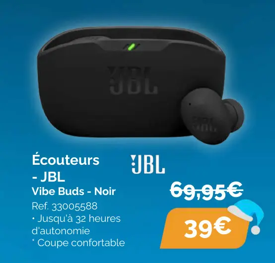 Offre: Écouteurs JBL Vibe Buds - Noir