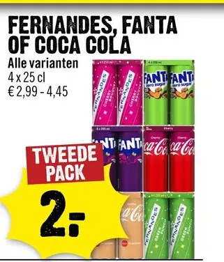 Aanbieding: Fernandes, Fanta of Coca Cola