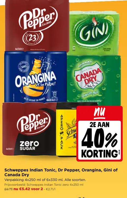 Promotie: Schweppes Indian Tonic, Dr Pepper, Orangina, 