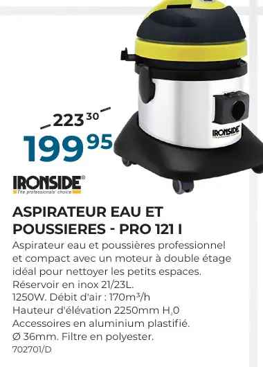 Offre: Aspirateur eau et poussieres - pro 121 i