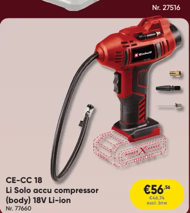 Promotie: Li Solo accu compressor (body) 18V Li-ion